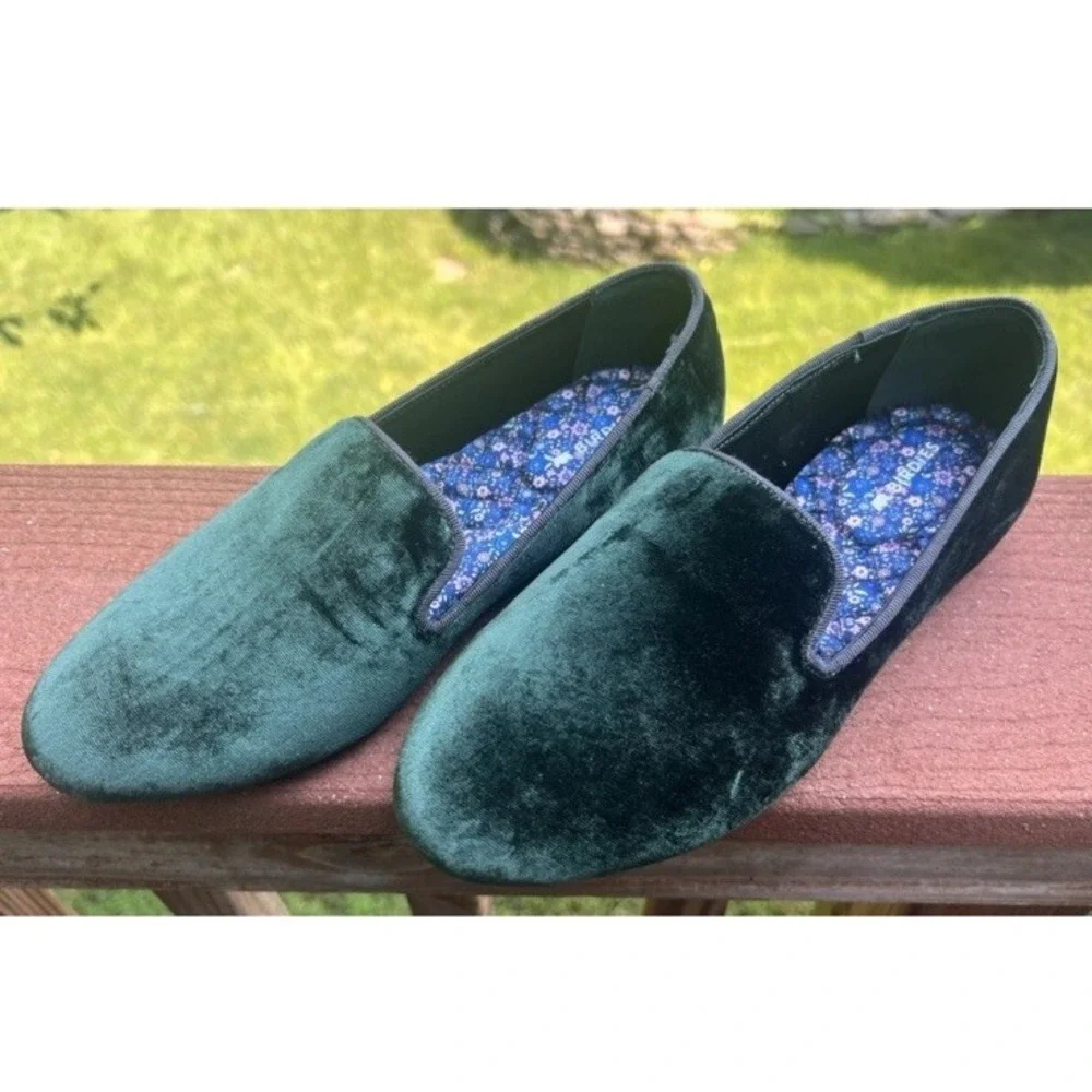 Birdies starling Green velvet  flats slip on loafer Size 7.5
